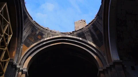 Inside Cathedral of Ani Stock Footage 106831075