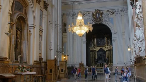 Inside Cathedral - Basilica Our Lady of the Pillar. Zaragoza, Spain 03 Stock Footage 89799848