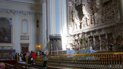 Inside Cathedral - Basilica Our Lady of the Pillar. Zaragoza, Spain 06 Stock Footage 89801160