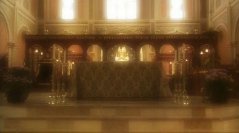 Inside Catholic Church 4 Stock Footage