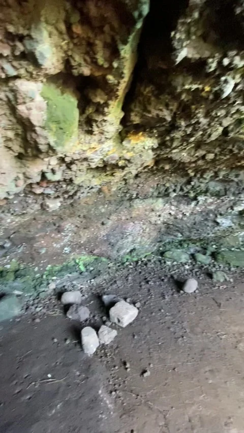 Inside a cave in Easter Island Stock Footage 342837963