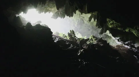 Inside a Cave Looking Out Stock Footage 46031886