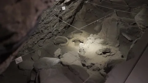 Inside cave. Old wine cellar buried in the ground. Video stock 131153667