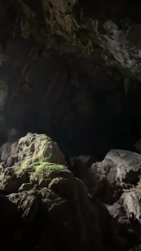 Inside a cave in Vang Vieng 動画素材 343320232