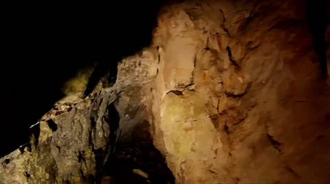 Inside the Cave - Walk Around Inside a Cave Stock Footage 60611174