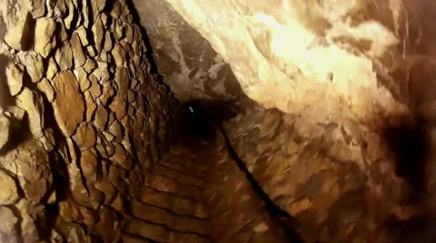 Inside the Cave - Walk Around Inside a Cave Stock Footage 60611296