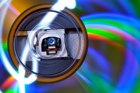 Inside cd-rom drive Stock Photos
