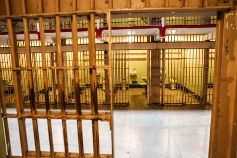 Inside a cell in Alcatraz prison in San Francisco, California, USA Stock Photos