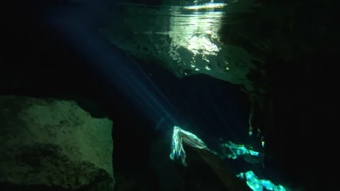 Inside a Cenote at Tulum, Riviera Maya Stock Footage 230341301