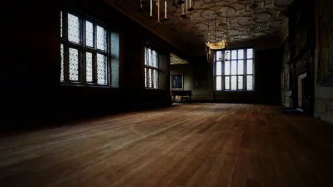 Inside the Charterhouse great chamber interior Vídeos de archivo 142988461