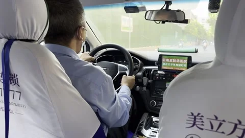 Inside Chinese Taxi Stock Footage 244046997