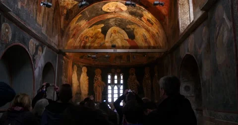 Inside of the Chora Church 스톡 동영상 49100586