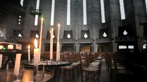 Inside church - Notre-Dame de Royan Stock Footage 7906997
