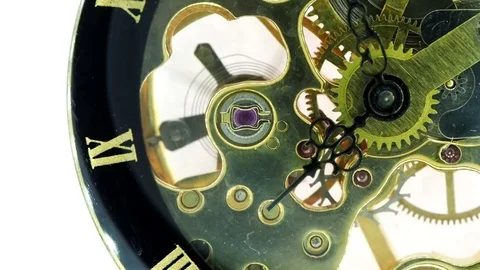 Inside a clock, infinite zoom into the clockwork mechanism Stock Footage 79886991