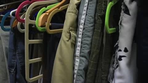 Inside of a closet - clothing Stock Footage 9779005