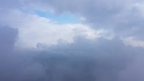 Inside clouds aerial shot dramatic sky stormy weather France  Stock Footage 127574281
