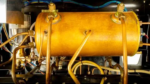 Inside coffee machine of espresso machine. Repairing of broken coffee machine Stock Photos