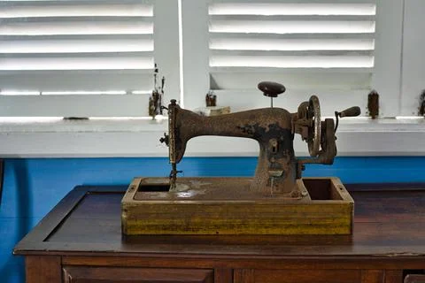 Inside the colonial house  sewing machine Stock Photos