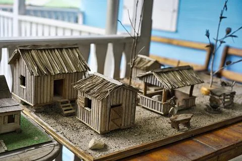 Inside the colonial house small craft houses Stock Photos