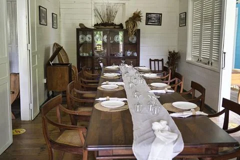 Inside the colonial house table Foto stock