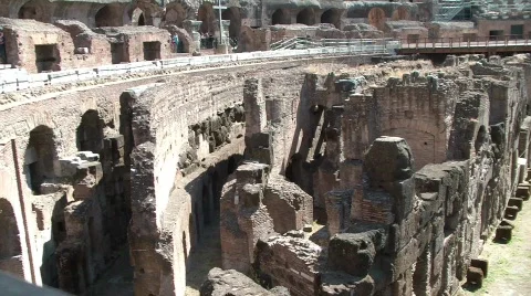 Inside the Colosseum, the middle section Stock Footage 522182