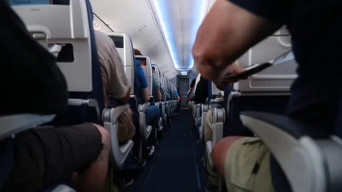Inside a commercial airplane. Stock Footage 113977571