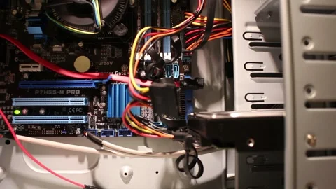 Inside The Computer and many components in it Stock Footage 242388062