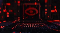 inside the computer circuit board with glowing eye science the circuit theme