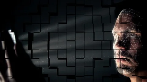 Inside a computer with facial recognition concept Stock Footage 105035993