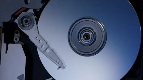 Inside a computer hard disk drive top view zoom in shot 8/15 스톡 동영상 53784011