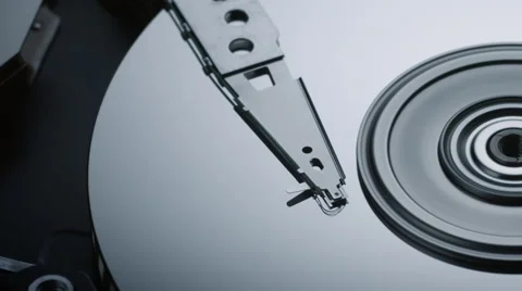 Inside a computer hard disk drive rotating dolly shot zoom in 13/15 Stock Footage 53785792