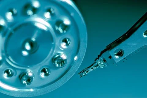 Inside a computer hard drive Stock Photos