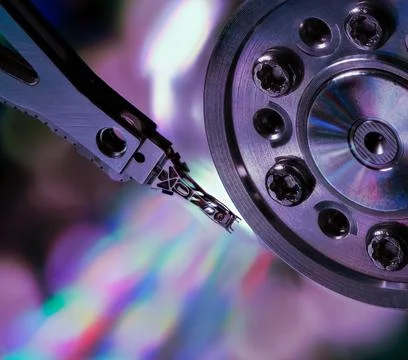 Inside a computer hard drive Stock Photos