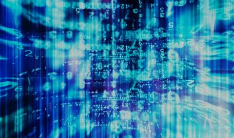 Inside computer matrix interlaced digital abstraction background Ilustración de archivo