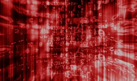 Inside computer red interlaced digital abstraction background Stock Illustration