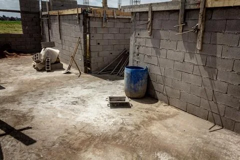 Inside of a construction of a house 库存照片