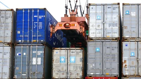 Inside container yard 4k Video stock 90259699