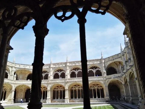 Inside the courtyard of the Monastery dos Jeronimos in Lisbon. Portugal Stock Photos