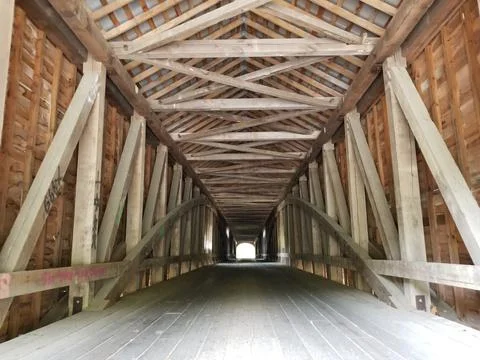 The inside of a covered bridge Stock Photos
