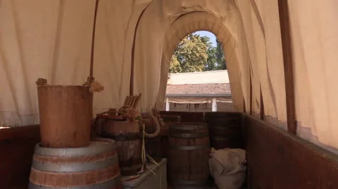 Inside covered wagon Stock Footage 25825228