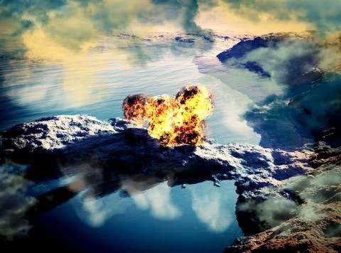 Inside crater Stock Illustration