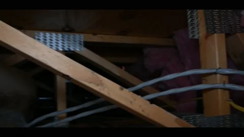 Inside crawl space in between two floors Stock Footage 144034972