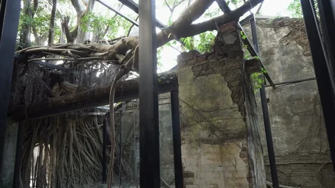 Inside Creepy Abandoned Building Stock Footage 107324145