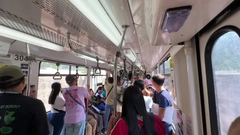 Inside a Crowded Metro Train, Pasay 4K 60fps Stock-Footage 338399777