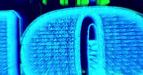 Inside Cryptocurrencies. Digital Dollar Bills Background. Stock Footage 151925218