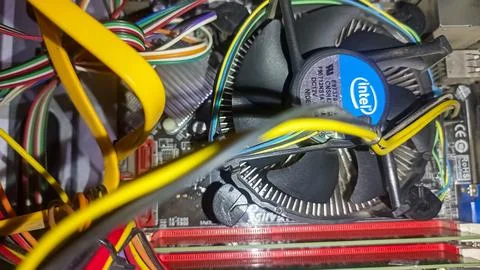 Inside of a custom-built computer Stock Photos