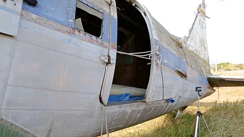 Inside of damaged spanish airplane Stock Footage 81372839
