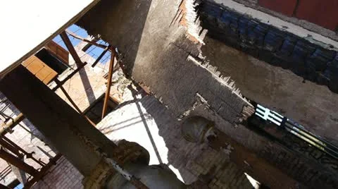 Inside a derelict building. Slow move then hold. Vídeos de archivo 11967637