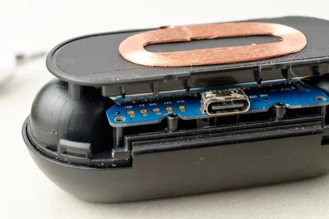Inside the design of a modern wireless charging device with intricate details Stock Photos