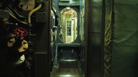 Inside the diesel-electric submarines of the US during World War II. USS Croaker Stock Footage 70279597